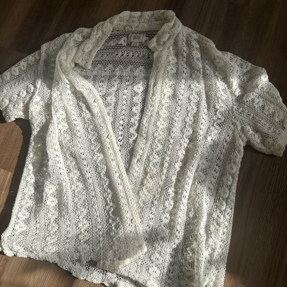 BDG Mathias Lace Shirt In White size L